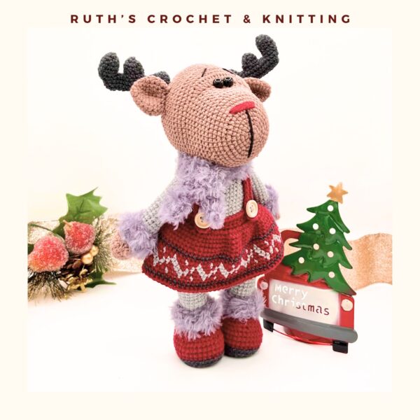 Handmade Christmas Reindeer Girl Amigurumi Plush