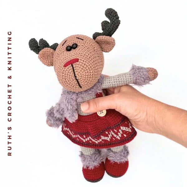 Handmade Christmas Reindeer Girl Amigurumi Plush - Image 3