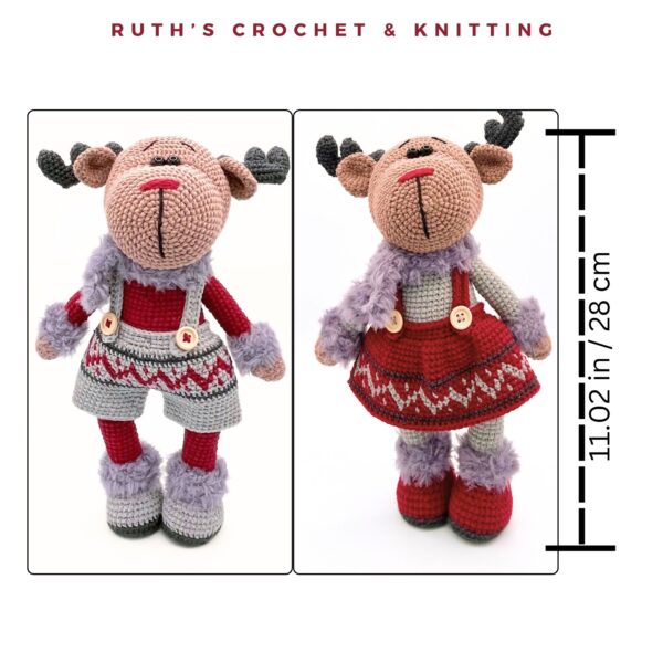 Christmas Crochet Reindeer Doll Set - Boy & Girl - Image 2