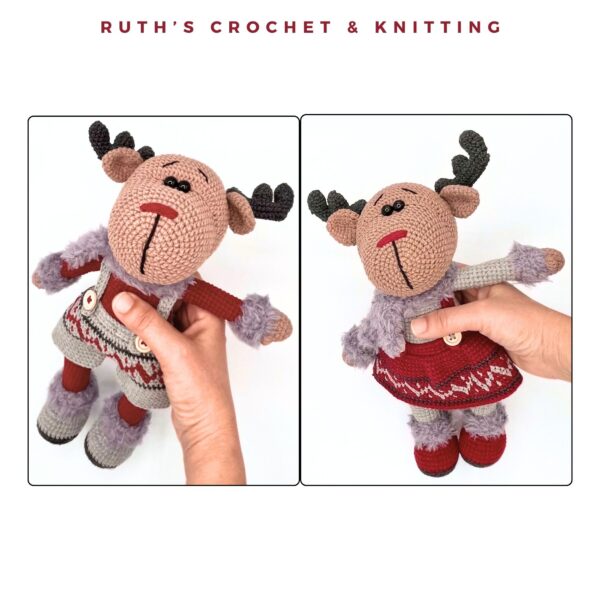 Christmas Crochet Reindeer Doll Set - Boy & Girl - Image 3