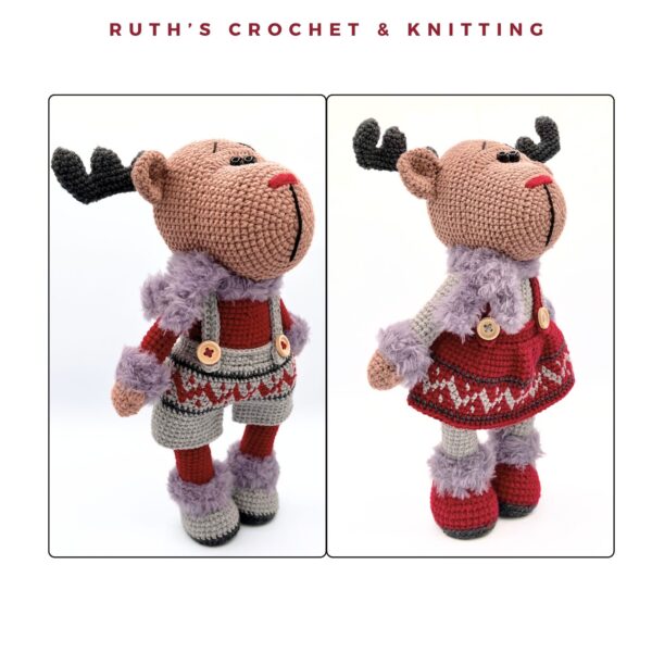 Christmas Crochet Reindeer Doll Set - Boy & Girl - Image 4