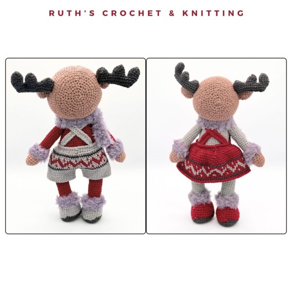 Christmas Crochet Reindeer Doll Set - Boy & Girl - Image 7