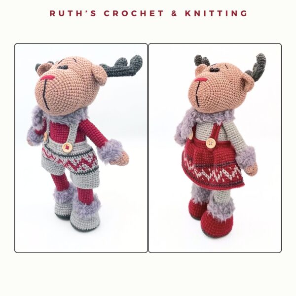 Christmas Crochet Reindeer Doll Set - Boy & Girl - Image 10