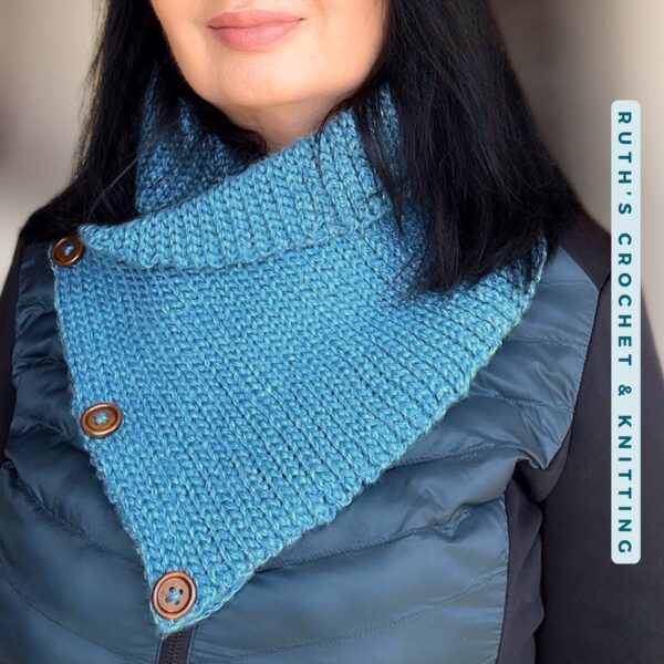 Crochet Elastic Jersey Cowl - Sky Blue & Aqua Blend