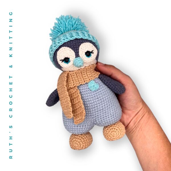 Handmade Crochet Plush Penguin - Turquoise Stuffed Animal - Image 3