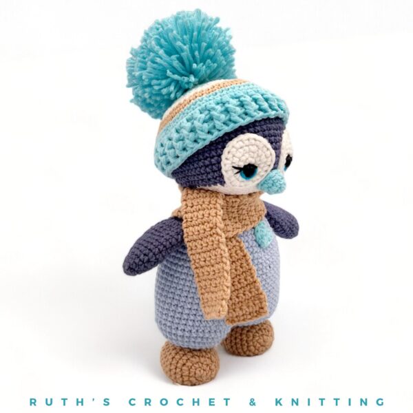 Handmade Crochet Plush Penguin - Turquoise Stuffed Animal - Image 4