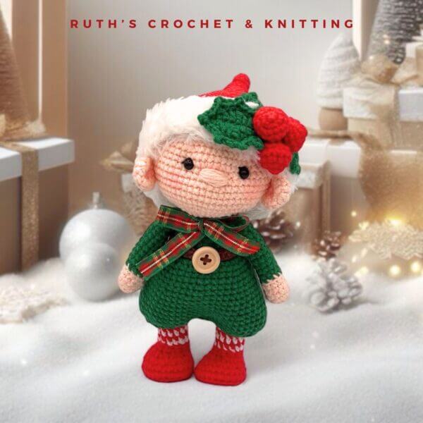 Handmade Crochet Christmas Gnome Boy Amigurumi Doll