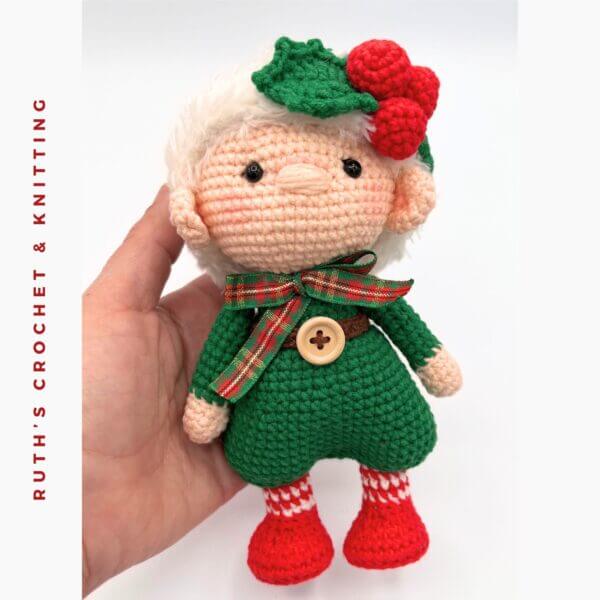 Handmade Crochet Christmas Gnome Boy Amigurumi Doll - Image 3