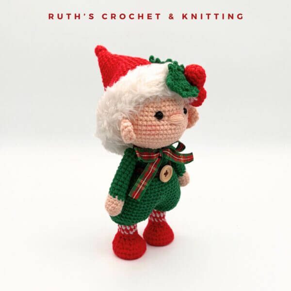 Handmade Crochet Christmas Gnome Boy Amigurumi Doll - Image 4