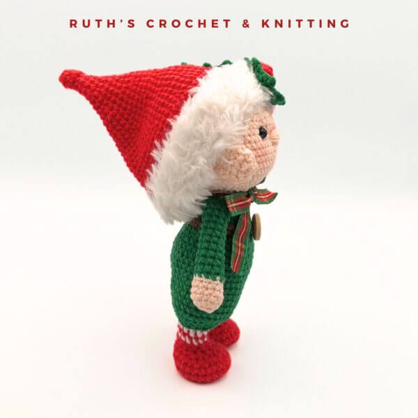 Handmade Crochet Christmas Gnome Boy Amigurumi Doll - Image 5