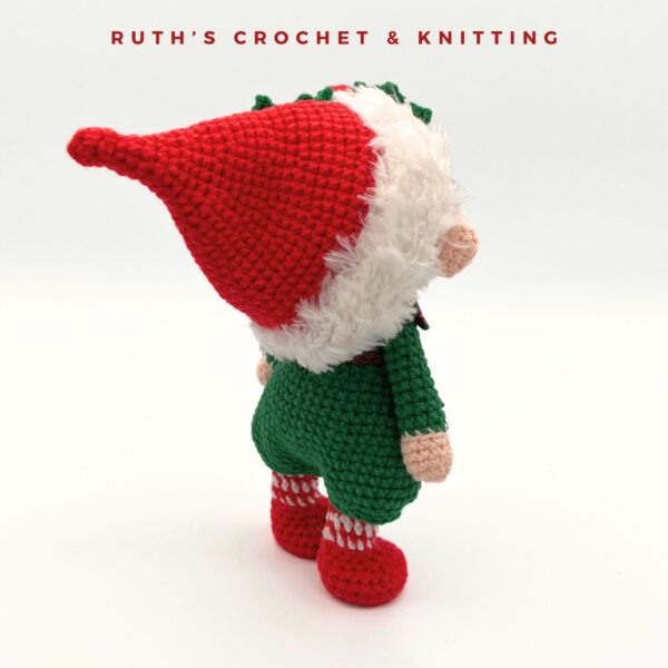 Handmade Crochet Christmas Gnome Boy Amigurumi Doll - Image 6