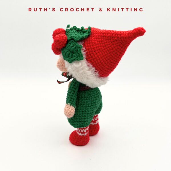 Handmade Crochet Christmas Gnome Boy Amigurumi Doll - Image 8