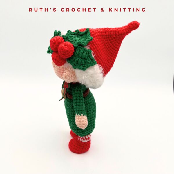 Handmade Crochet Christmas Gnome Boy Amigurumi Doll - Image 9