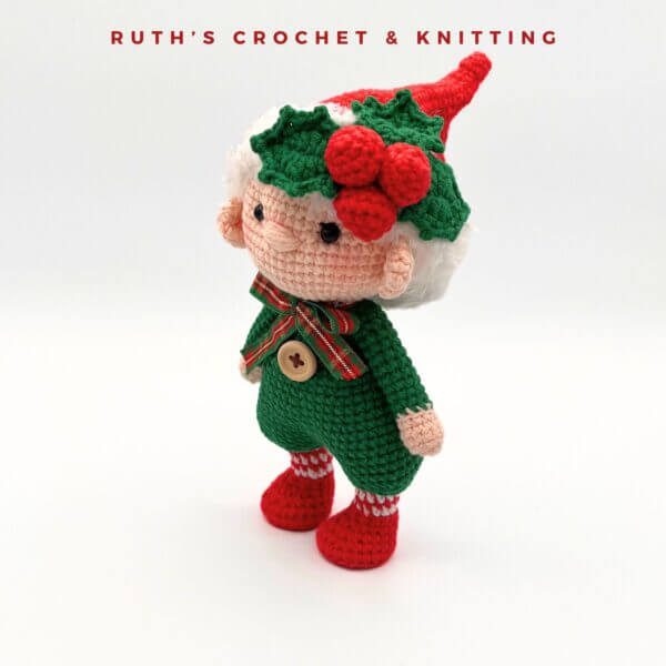 Handmade Crochet Christmas Gnome Boy Amigurumi Doll - Image 10