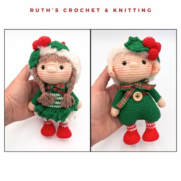 Crochet Christmas Gnome Set – Boy and Girl Dolls - Image 3