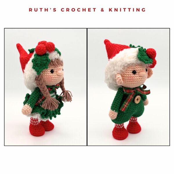 Crochet Christmas Gnome Set – Boy and Girl Dolls - Image 4