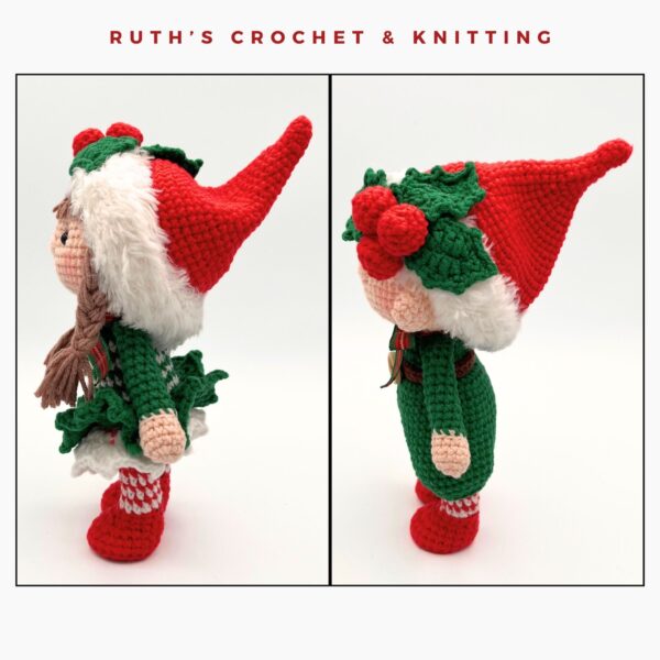 Crochet Christmas Gnome Set – Boy and Girl Dolls - Image 9