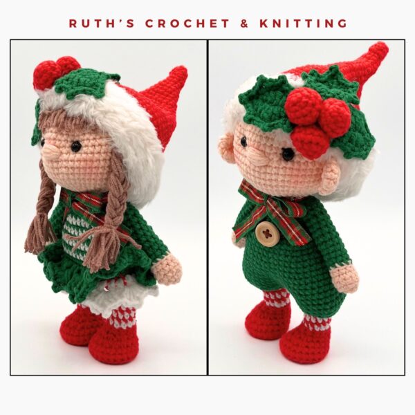 Crochet Christmas Gnome Set – Boy and Girl Dolls - Image 10