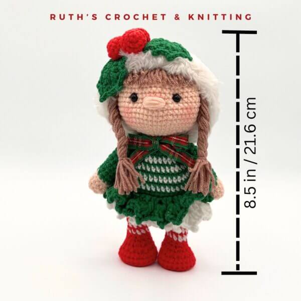 Handmade Christmas Gnome Girl Amigurumi Plush Doll - Image 2