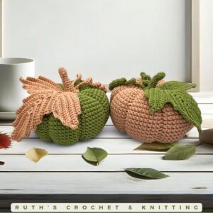 Handmade Crocheted Pumpkin Set | Green & Beige Décor