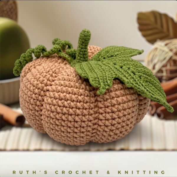 Handmade Crochet Pumpkin Centerpiece Decoration – Beige