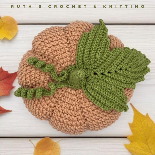 Handmade Crochet Pumpkin Centerpiece Decoration – Beige - Image 3