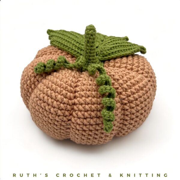 Handmade Crochet Pumpkin Centerpiece Decoration – Beige - Image 9