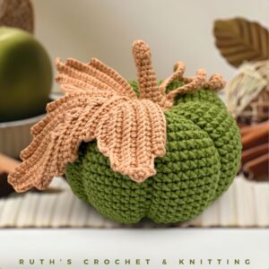 Handmade Crochet Green Autumn Pumpkin Décor for Tabletop