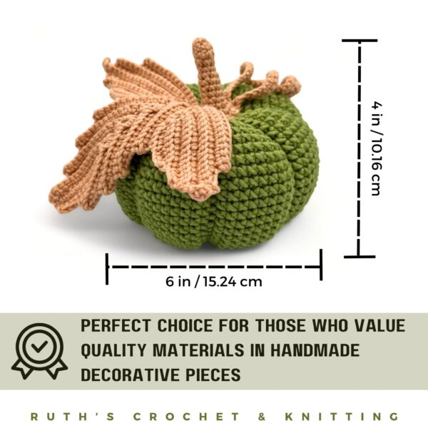 Handmade Crochet Green Autumn Pumpkin Décor for Tabletop - Image 2