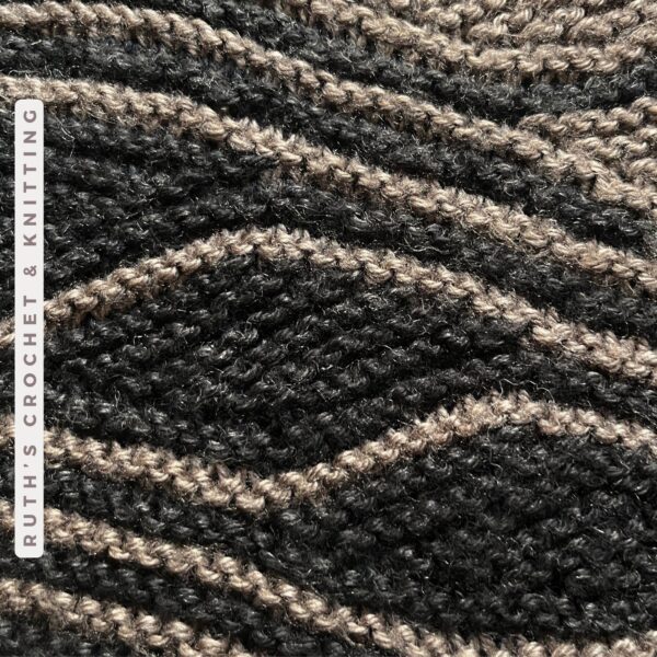 Handmade Wavy Knitted Scarf - Dark Taupe & Black - Image 5