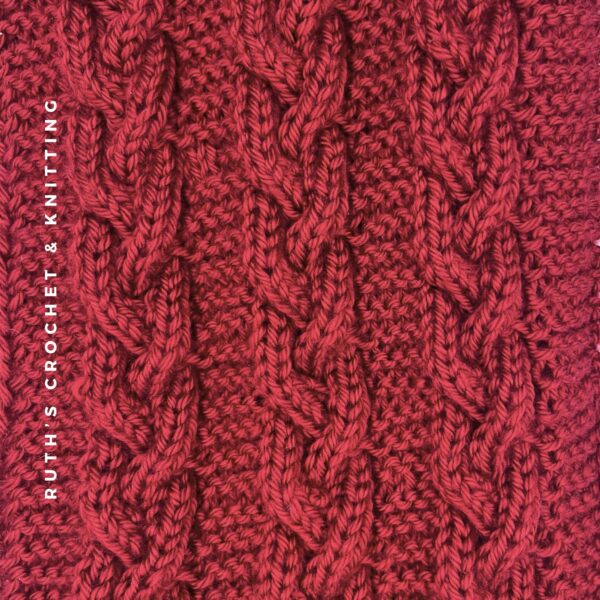 Red Knitted Scarf with Three Braids - Image 6