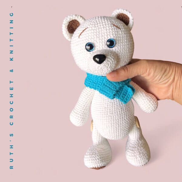 Handmade White Amigurumi Teddy Bear - Cozy Gift or Decoration - Image 3